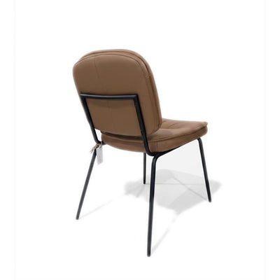 Noah Leather Dining Chair in Linea Cognac with Black Powder Coated Steel Frame
