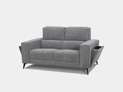 Norfolk 2 Seater Sofa in gray fabric with modern design and slim black legs.