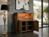Norton Cocktail Sideboard walnut veneer grey steel base drop down panel two doors fully assembled