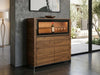 Norton Cocktail Sideboard walnut veneer with grey steel base and drop down panel
