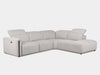 Oakland 3.5 Seater Corner Sofa in light grey upholstery, 293 x 243 cm.