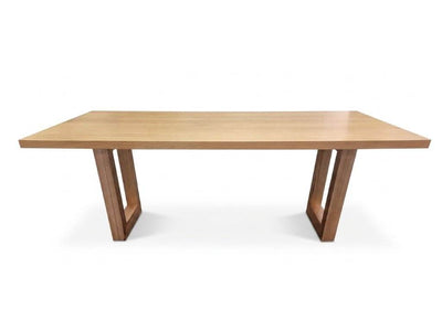 Oakridge Dining Table in Tasmanian Oak veneer with angled timber legs