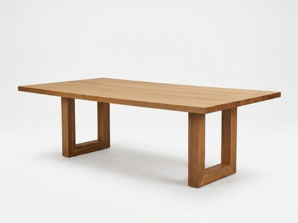 Oakridge Dining Table in Tasmanian Oak veneer with angled timber legs