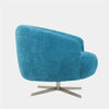 Oasi Leather Armchair with swivel base in blue fabric, showcasing minimalist design and ergonomic comfort.
