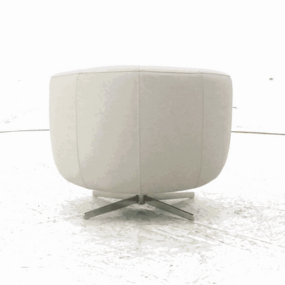 Oasi Leather Armchair with sleek swivel base, minimalist design.