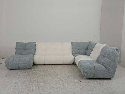 Oasis 7 Seater Corner Sofa with Chaise, 358 x 281 cm, gray and white.
