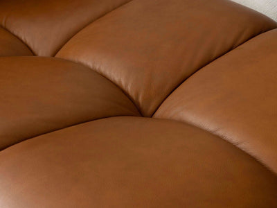 Oasis 7 Seater Corner Sofa with Chaise, brown leather upholstery, close-up.