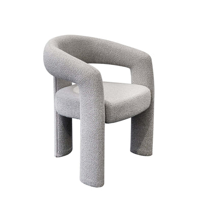 Oslo Dining Chair in mink fabric with fully upholstered curved backrest for comfortable, elegant dining seating