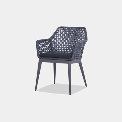 Capri Outdoor Dining Chair in Anthracite style with textured German Rehau weaving and sturdy aluminum frame.