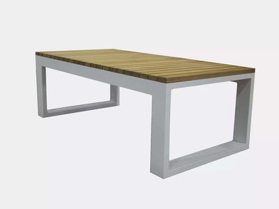 Belvedere Outdoor Teak Coffee Table with sleek modern design and durable construction in white frame, perfect for patio or garden.