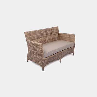 Caribbean 2 Seater Outdoor Sofa with handwoven rattan and durable aluminium frame.