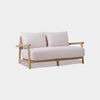 Corsica 2 Seater Outdoor Sofa with teak frame and Sunbrella cushions.