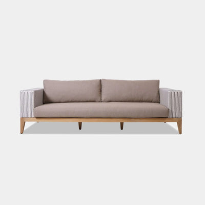 Manhattan Outdoor Lounge - 3 Seater Outdoor Sofa with teak wood base and handwoven wicker.
