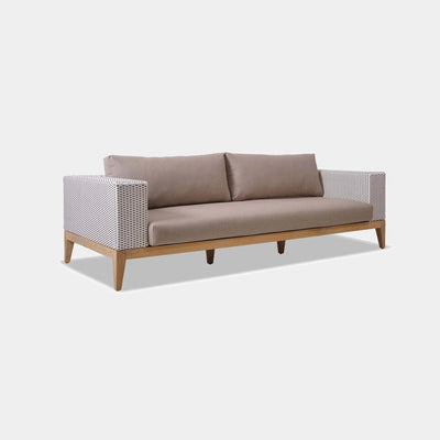 Manhattan Outdoor Lounge - 3 Seater Outdoor Sofa with teak wood base and wicker design.