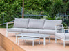 Granada Outdoor Lounge 3 Seater Sofa with durable aluminum frame and grey cushions on patio deck.