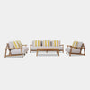 Bahama 6 Seater Outdoor Lounge Set with teak frame and Viro Hyacinth weaving, featuring plush Sunbrella cushions.