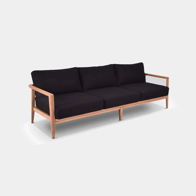 Atoll Outdoor Lounge - 3 Seater Sofa with teak base and Sunbrella fabric cushions.