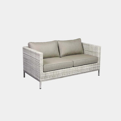 Avalon 2 Seater Outdoor Sofa with powder-coated aluminium frame and synthetic rattan-Rehau weaving.