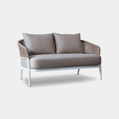 Como 2 Seater Outdoor Sofa with handwoven Viro Hyacinth wicker and Sunbrella cushions.