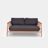 Finley Outdoor Lounge - 2 Seater Sofa with teak frame and Sunbrella fabric cushions.