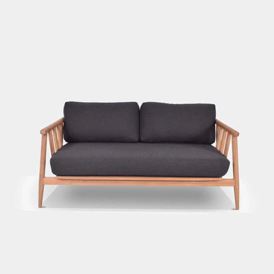 Finley Outdoor Lounge - 2 Seater Sofa with teak frame and Sunbrella fabric cushions.