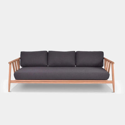 Finley Outdoor Lounge - 3 Seater Sofa with teak frame and Sunbrella fabric cushions.