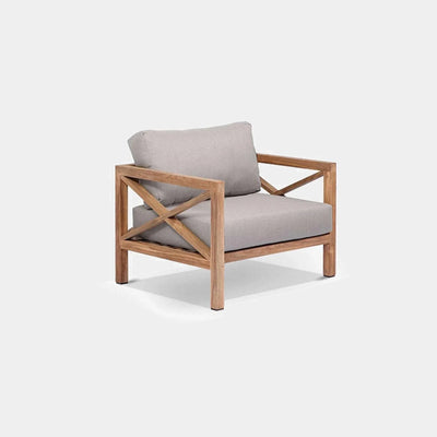 Harvard Outdoor Lounge 1 Seater Sofa with recycled teak and Sunbrella cushions.