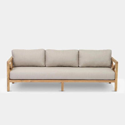 Harvard Outdoor Lounge 3-Seater Sofa, recycled teak, Sunbrella cushions, weather-resistant.