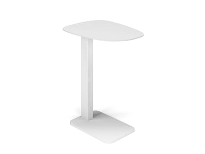 Tucino Outdoor Side Table in white finish, featuring a sleek, modern aluminum design.