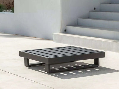 Bari Light Outdoor Lounge 1 Seater Sofa Base with Charcoal Aluminum Frame on Patio
