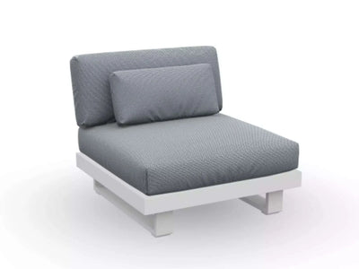 Bari Light Outdoor Lounge 1 Seater Sofa with white aluminum frame and grey cushion.