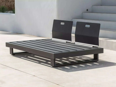 Bari Light Outdoor Lounge 2-seater outdoor sofa frame in charcoal aluminum with adjustable backrests on modern patio.