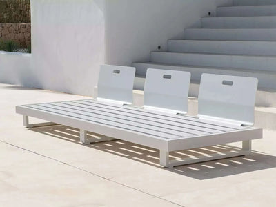 Bari Light Outdoor Lounge - 3 Seater Sofa with sleek aluminum frame and adjustable backrests.