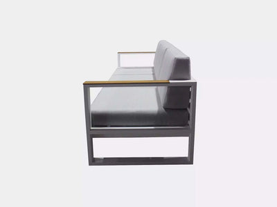 Belvedere Outdoor Lounge - 3 Seater Outdoor Sofa with teak trim and aluminum frame.