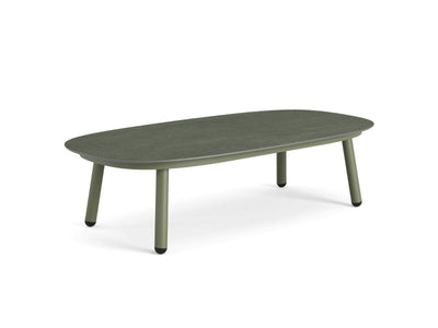 Palma outdoor ceramic coffee table with Green Matt frame and Chester Green ceramic top