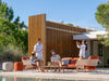Palma rust outdoor sofa set with lounge chairs and coffee table by the pool