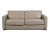 Pasadena 2.5 Seater Sofa Bed in taupe fabric upholstery, with two seat cushions, split back cushions and square arms.