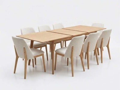 Kai Fabric Dining Chair with Milan Ecru fabric and polished rubberwood legs