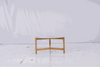 Patagonia Outdoor Coffee Table with wooden base and marbled stone tabletop.