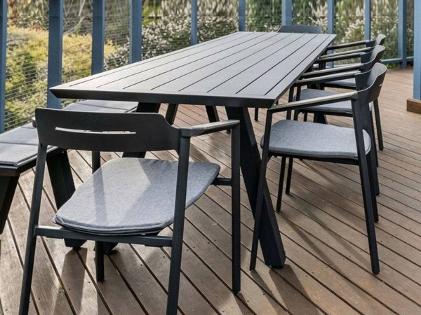 Modern Perez Outdoor Dining Table with durable aluminium frame and optional ceramic top for outdoor use