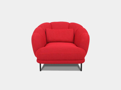 Poppy 1.25 Seater Sofa in vibrant red with cushioned back and seat.