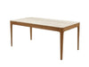 Porto Dining Table made of American Black Walnut with optional white marble or travertine ceramic top, available in two sizes