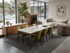 Porto Dining Table made of American Black Walnut with optional white marble ceramic top and modern design