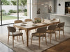 Porto Dining Table made of American Black Walnut with optional white marble or travertine ceramic top, available in two sizes.