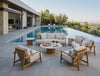 Bahama outdoor lounge set with coffee and side tables in a poolside configuration.