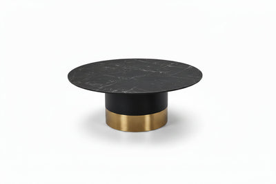 Provence ceramic coffee table and side table with round ceramic tops and minimalist design