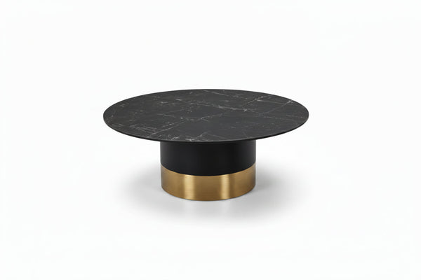 Provence ceramic coffee table and side table with round ceramic tops and minimalist design
