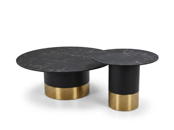 Provence ceramic coffee table and side table with round ceramic tops, coffee table diameter 1000mm, side table diameter 600mm