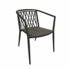 Quay Outdoor Dining Chair with black woven backrest and modern metal frame