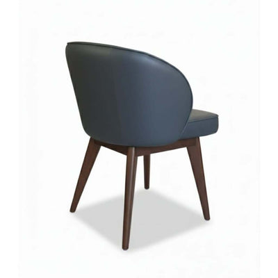 Quinn Leather Swivel Chair in grey Oslo leather with walnut stained rubberwood legs